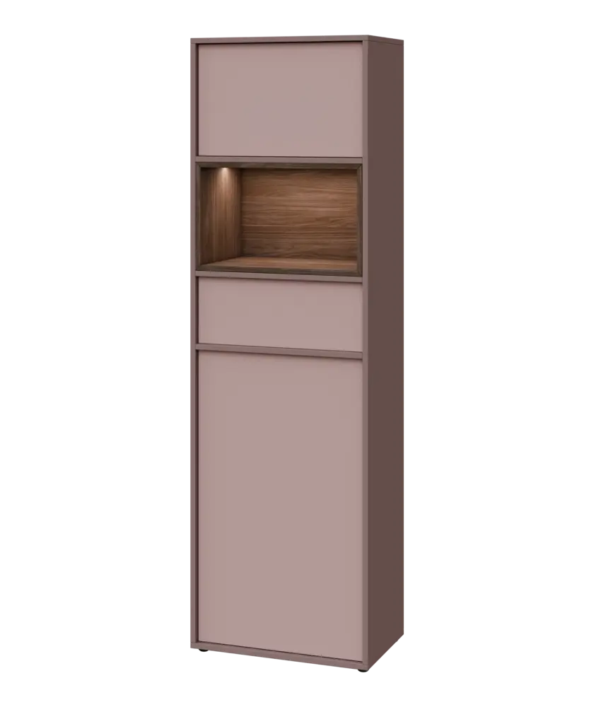 ERY V641 L kancelářská skříň, 1-dveřová/zásuvka/nika/výklop, 2000x600x400, levá, pudrová